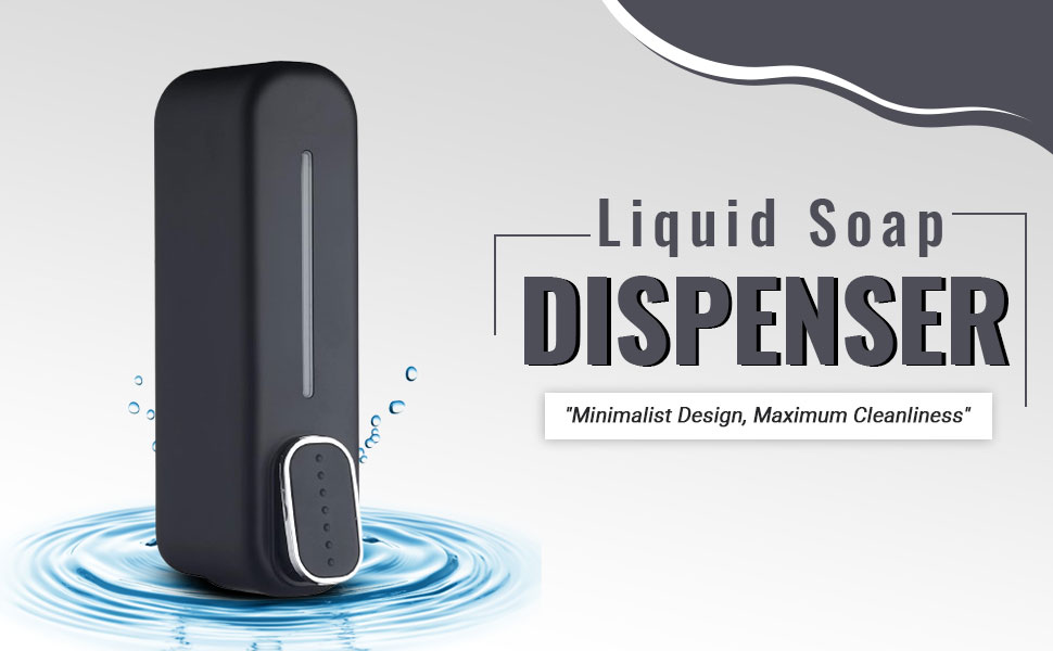 Series A black wall mounted soap dispenser for bathrooms and kitchens