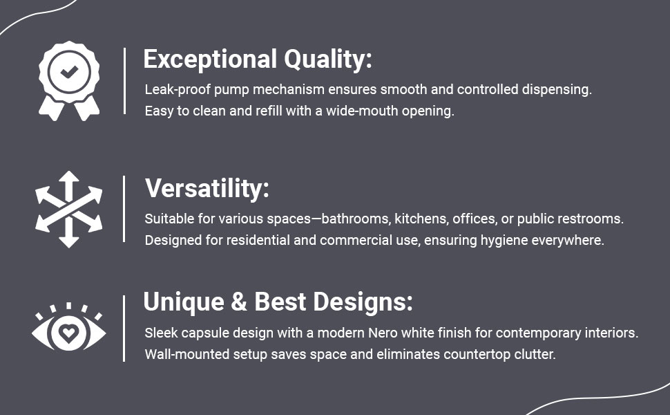 Series A wall mounted soap dispenser with premium quality, versatile use, and unique design