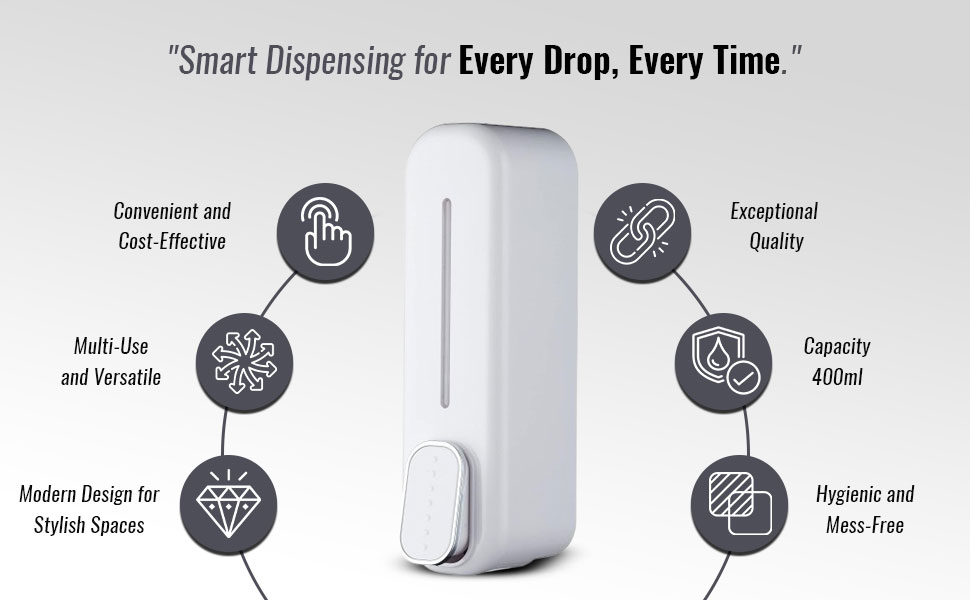 Series A soap dispenser with easy refill, wall mount design, and durable ABS body
