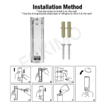 A seven-step diagram showing how to install a wall-mounted soap dispenser.